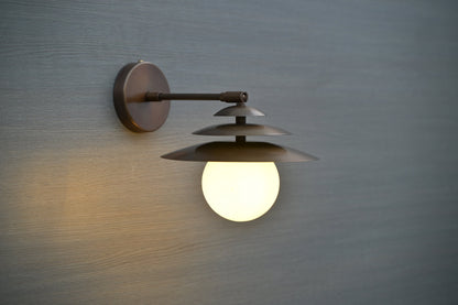 Articulating Brass Wall Sconce: Mid Century Industrial Light