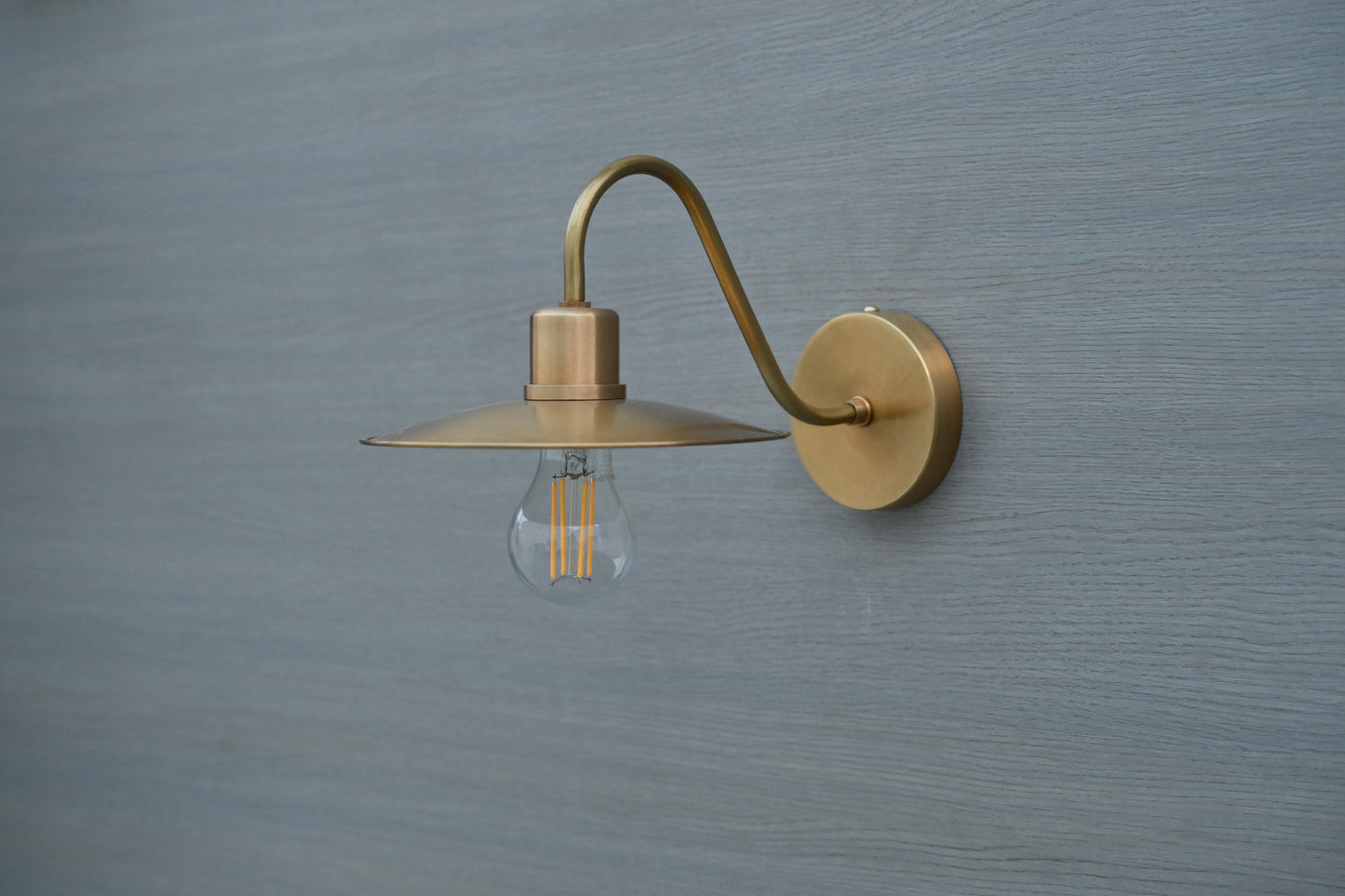 Brass Barn Wall Sconce: Industrial Swan Neck Indoor Lighting