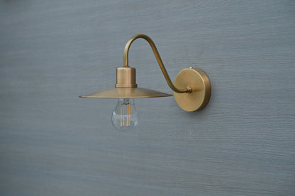 Brass Barn Wall Sconce: Industrial Swan Neck Indoor Lighting
