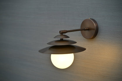 Articulating Brass Wall Sconce: Mid Century Industrial Light