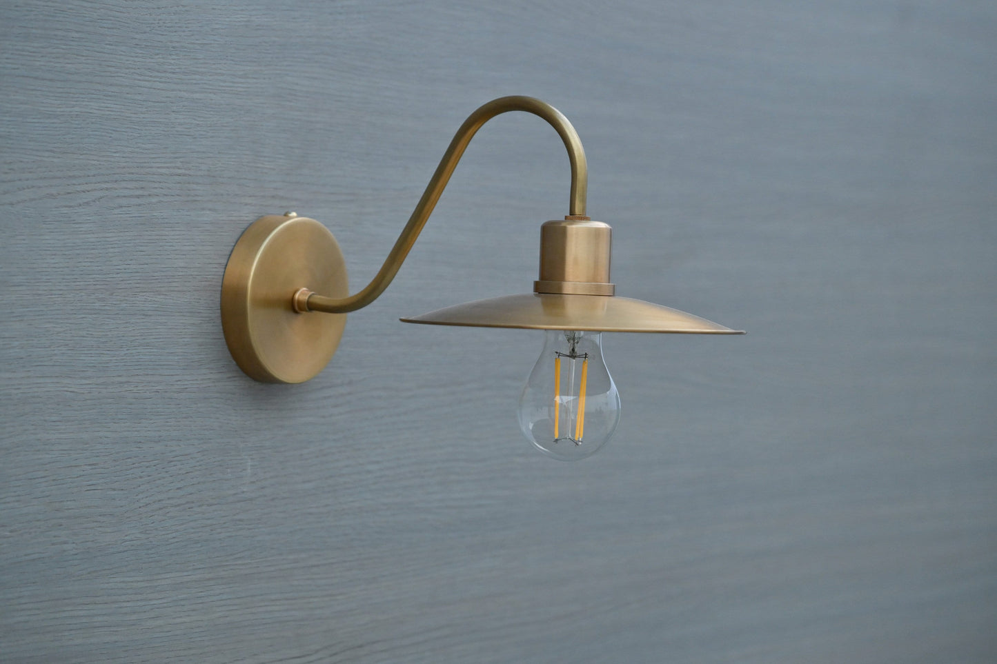Brass Barn Wall Sconce: Industrial Swan Neck Indoor Lighting
