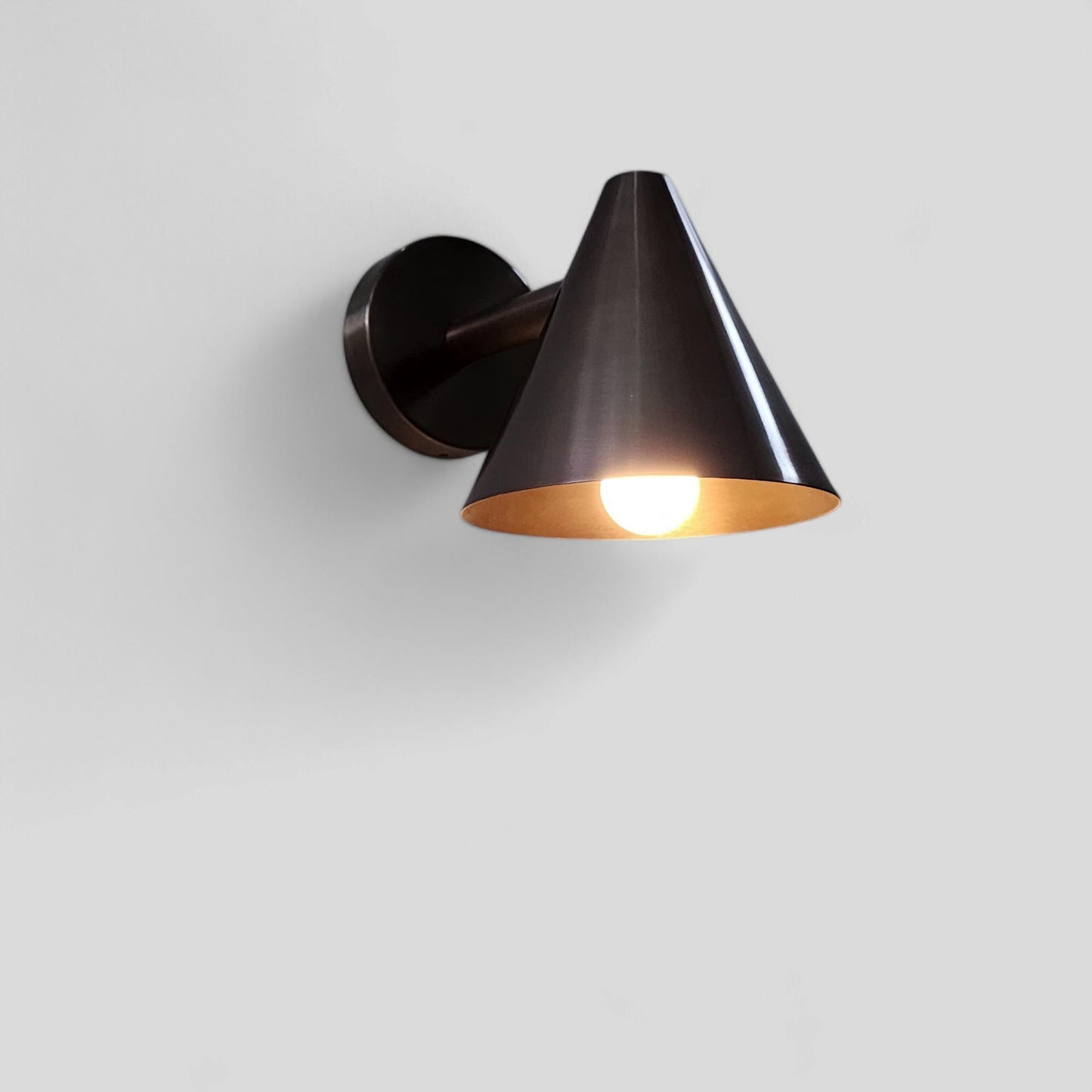 Stilnovo Style Brass Wall Sconce: Cone Shade Sputnik Wall Lamp