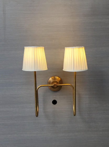 Handcrafted Raw Brass 2-Arm Wall Lamp: Artisan Lighting Fixture