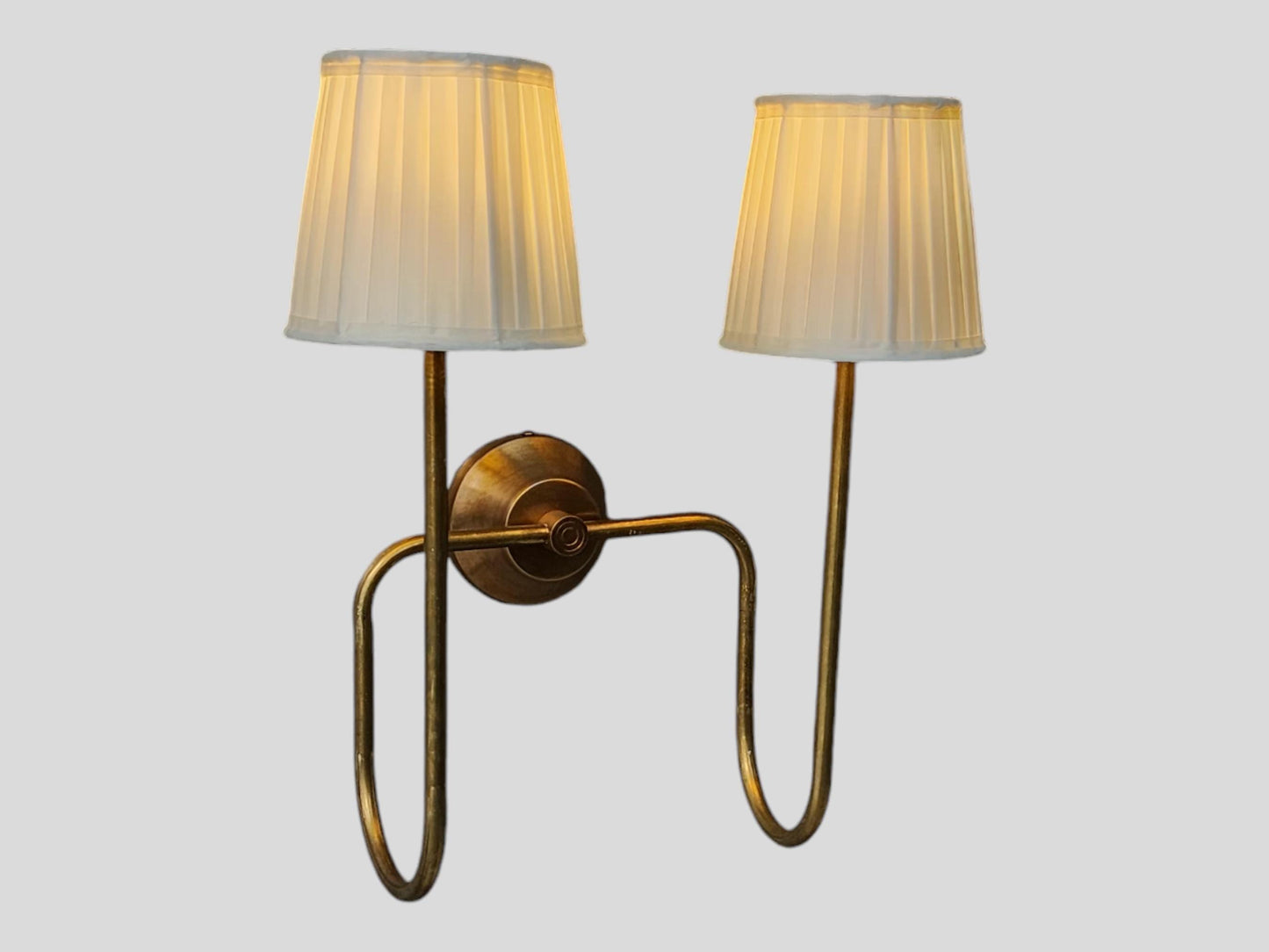 Handcrafted Raw Brass 2-Arm Wall Lamp: Artisan Lighting Fixture