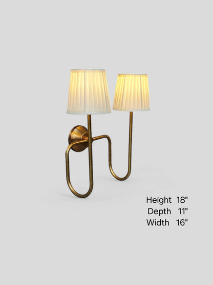 Handcrafted Raw Brass 2-Arm Wall Lamp: Artisan Lighting Fixture