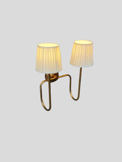 Handcrafted Raw Brass 2-Arm Wall Lamp: Artisan Lighting Fixture