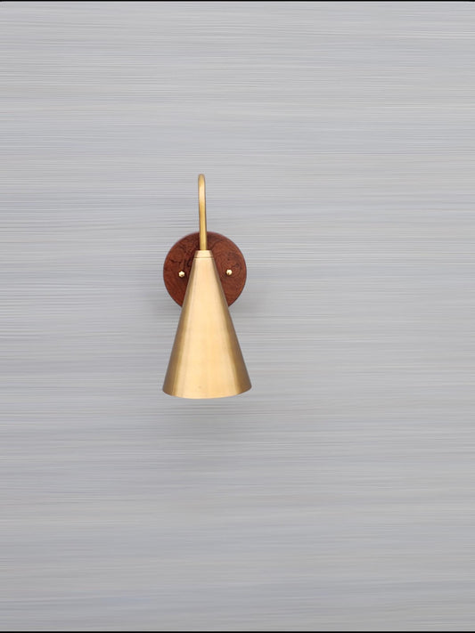 Mid Century Modern Brass Wall Lamp for Luxurious Ambiance with wooden canopy