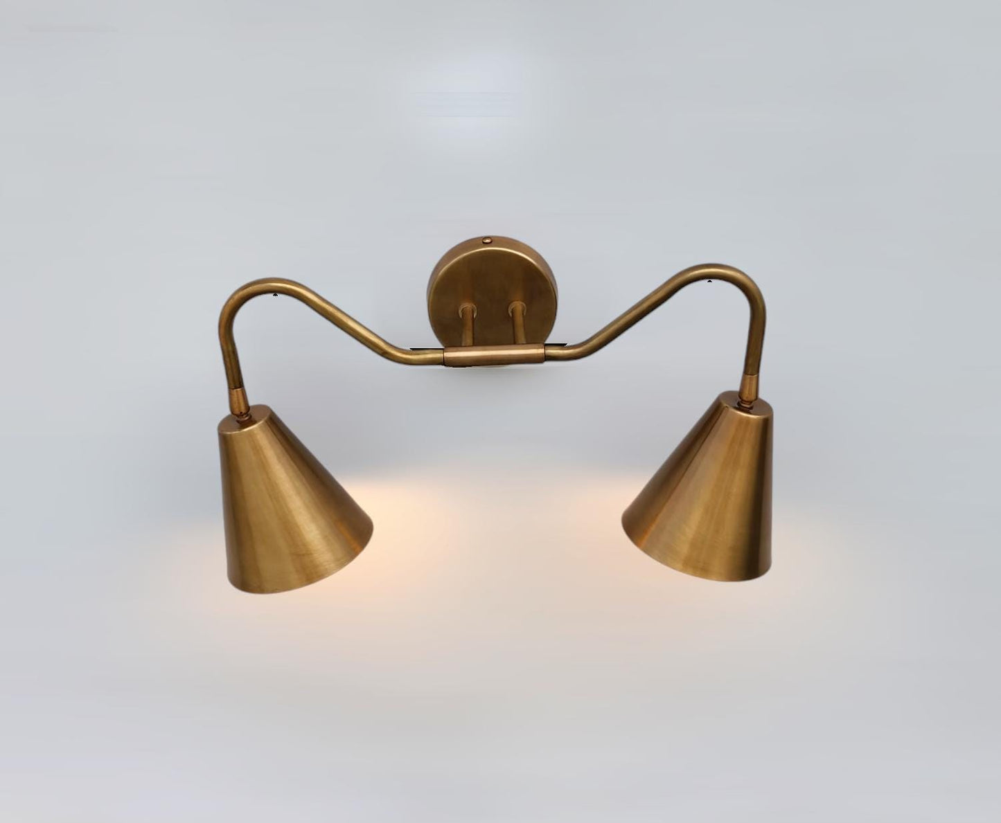 Brass Double Wall Sconce: Vintage Farmhouse Vanity Light