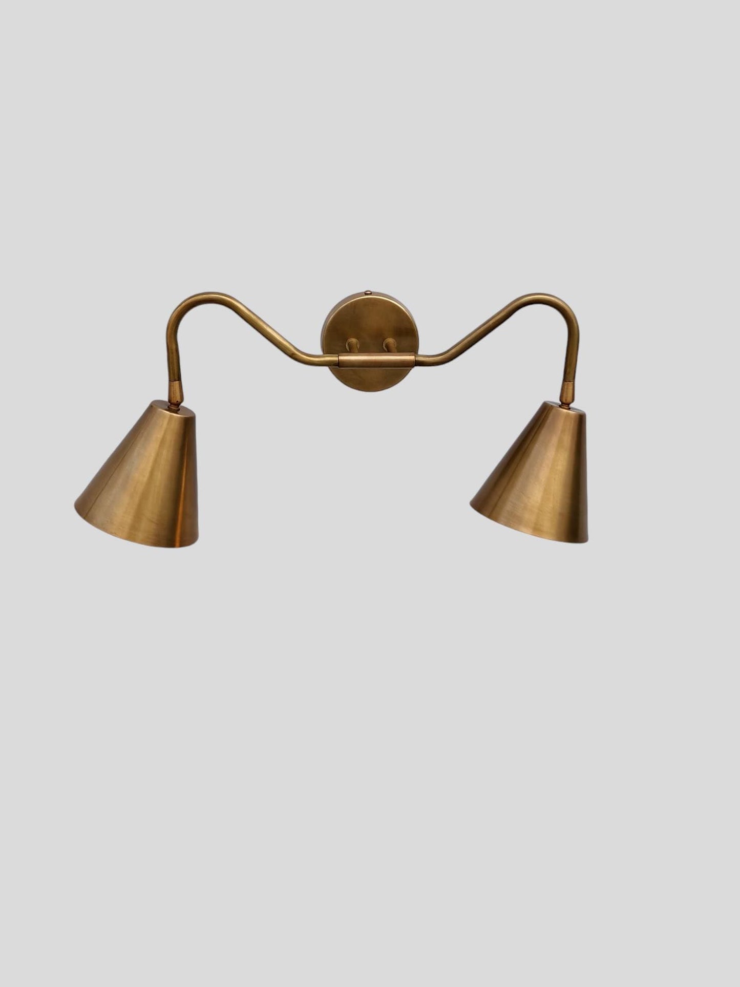 Brass Double Wall Sconce: Vintage Farmhouse Vanity Light