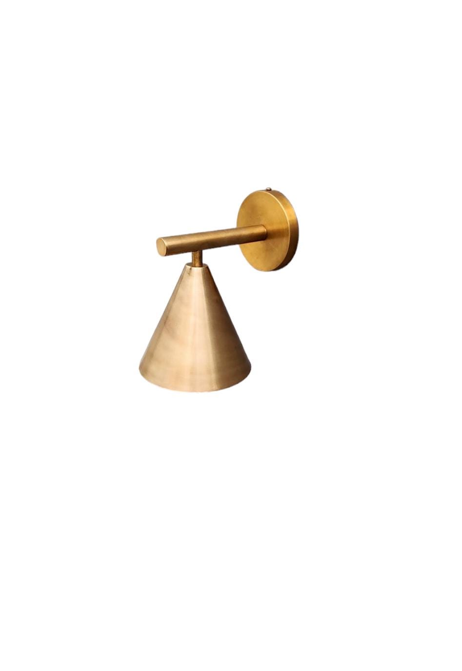 Stilnovo Style Brass Wall Sconce: Cone Shade Sputnik Lamp