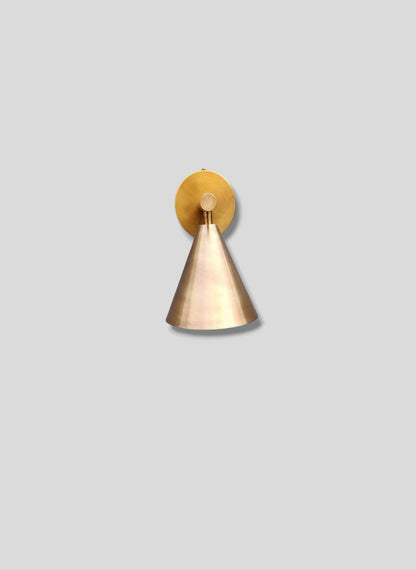 Stilnovo Style Brass Wall Sconce: Cone Shade Sputnik Lamp