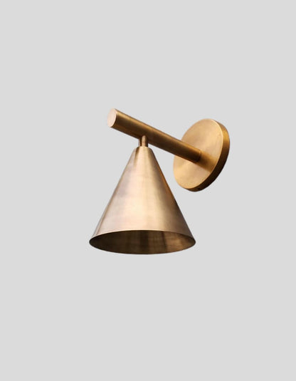 Stilnovo Style Brass Wall Sconce: Cone Shade Sputnik Lamp