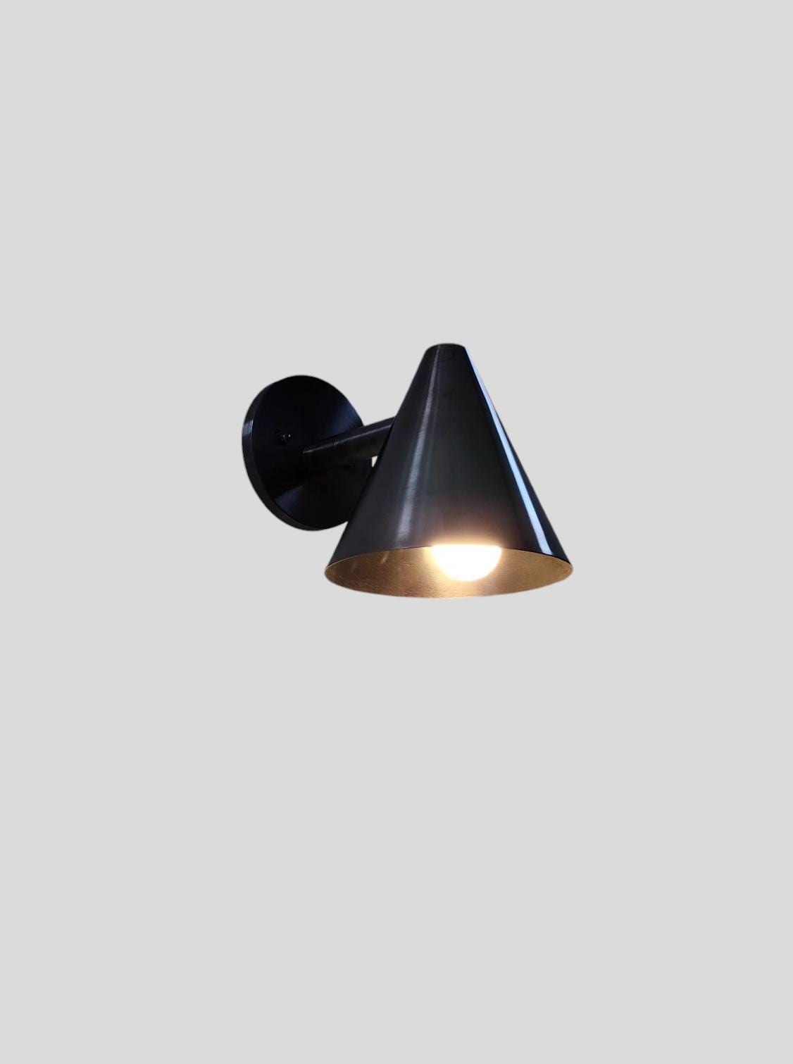 Stilnovo Style Brass Wall Sconce: Cone Shade Sputnik Wall Lamp