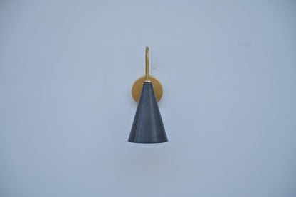 Mid-Century Brass Sconce Handcrafted Brass Wall Lamp