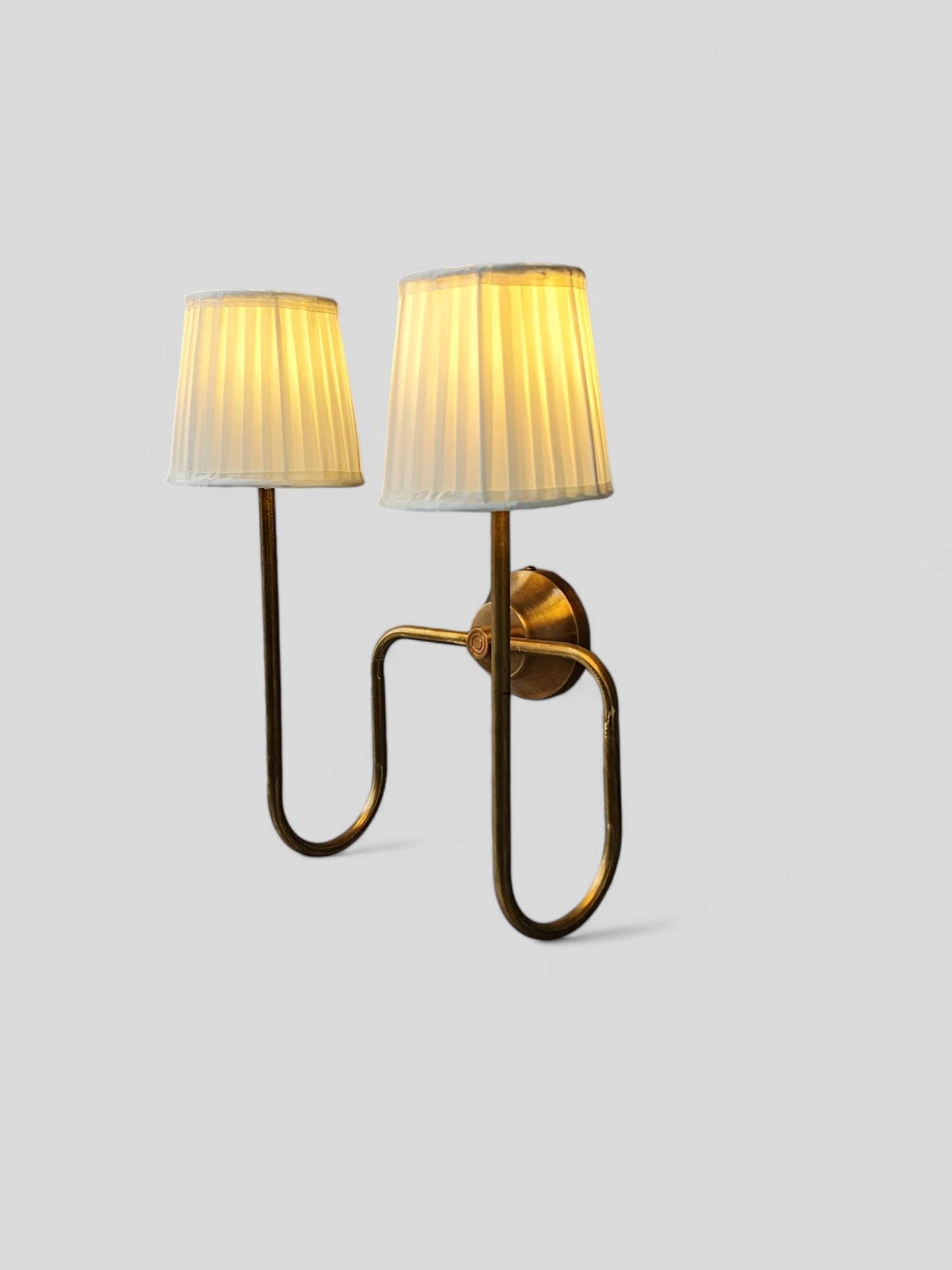 Handcrafted Raw Brass 2-Arm Wall Lamp: Artisan Lighting Fixture