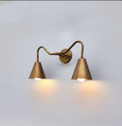 Brass Double Wall Sconce: Vintage Farmhouse Vanity Light