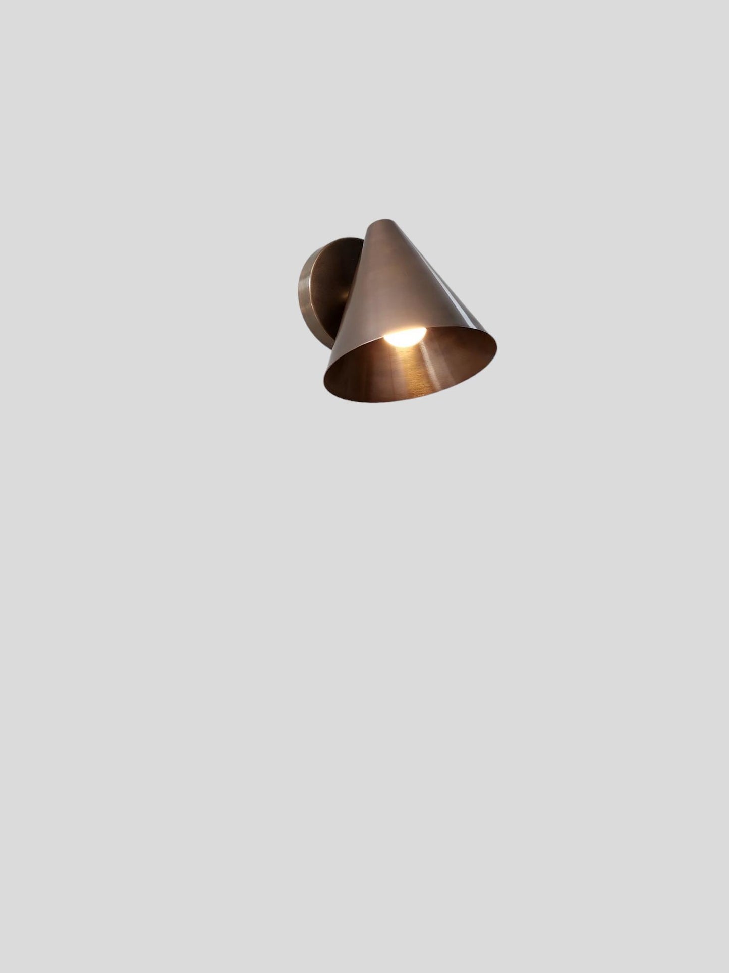 Mid-Century Modern Cone Wall Sconce, Solid Brass Adjustable Spot Lamp, Handcrafted Italian-Style Lighting Fixture