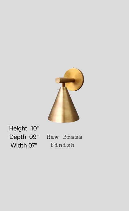 Stilnovo Style Brass Wall Sconce: Cone Shade Sputnik Lamp