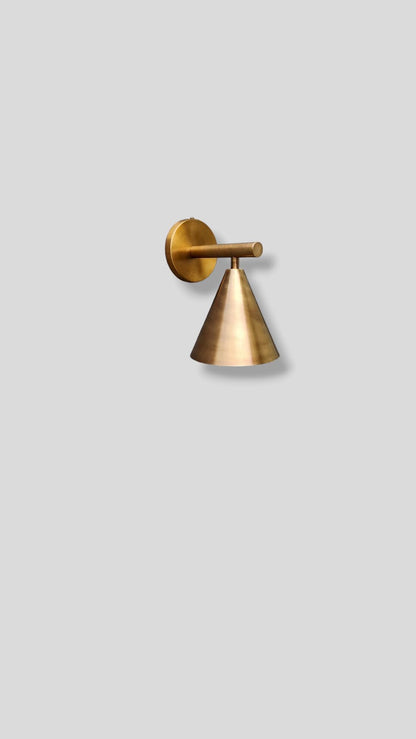 Stilnovo Style Brass Wall Sconce: Cone Shade Sputnik Lamp