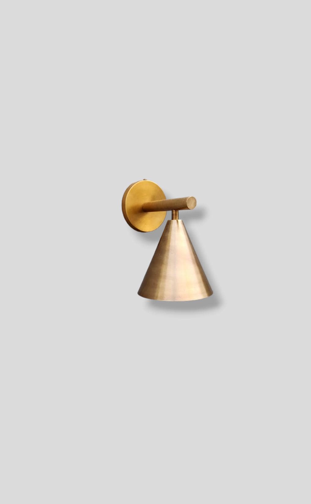 Stilnovo Style Brass Wall Sconce: Cone Shade Sputnik Lamp