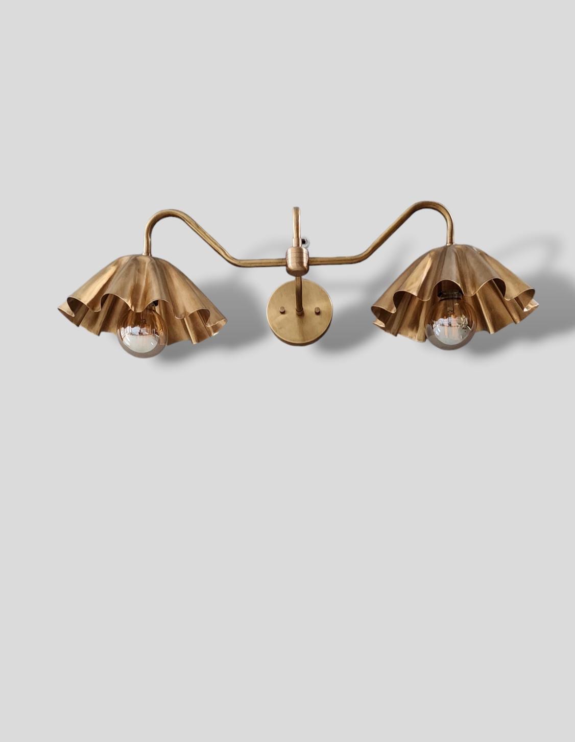 Stilnovo Style Brass Double Shade Wall Sconce - Mid-Century Modern