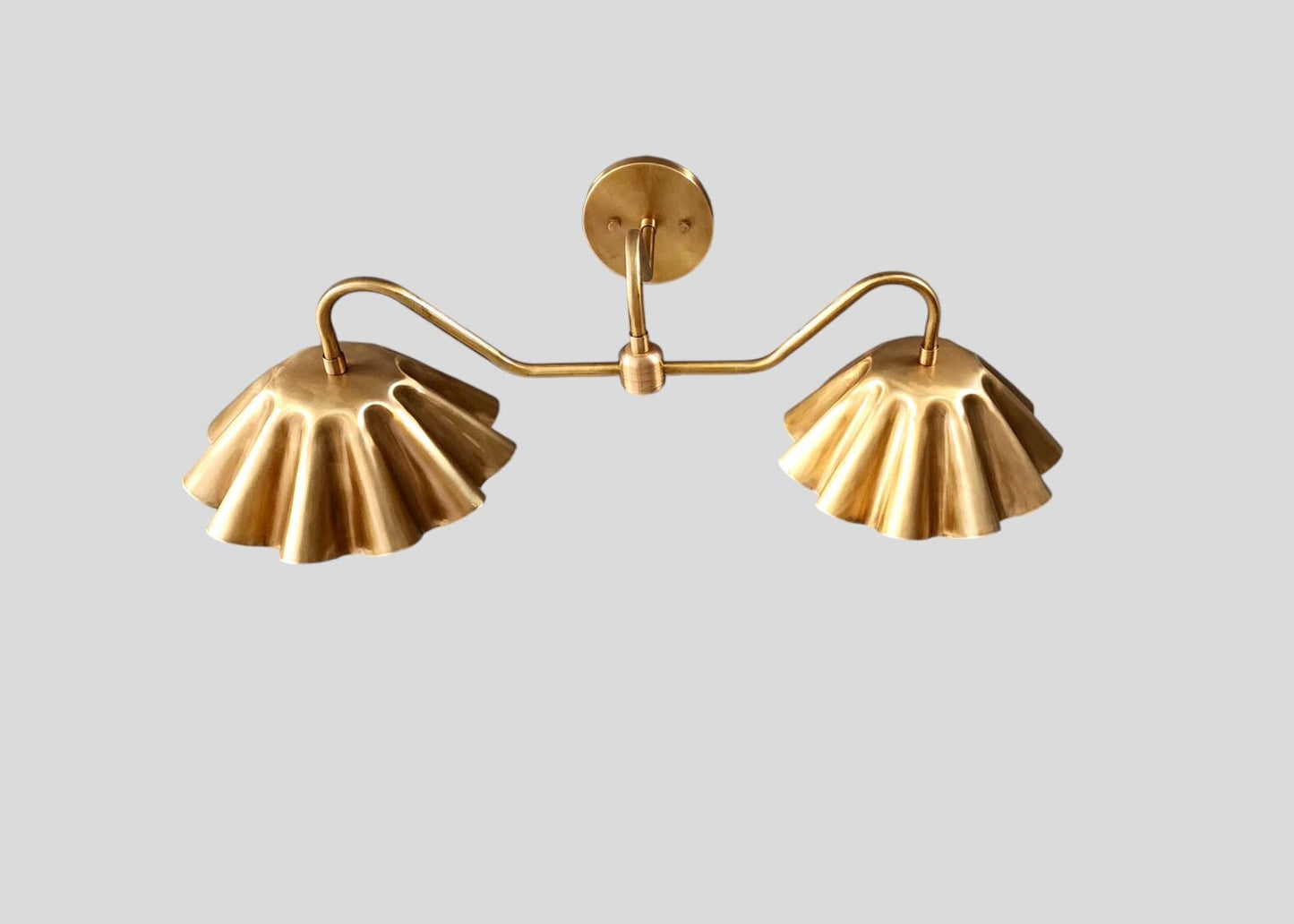 Stilnovo Style Brass Double Shade Wall Sconce - Mid-Century Modern