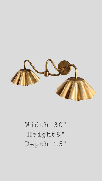 Stilnovo Style Brass Double Shade Wall Sconce - Mid-Century Modern