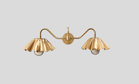 Stilnovo Style Brass Double Shade Wall Sconce - Mid-Century Modern