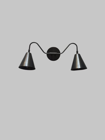 Brass Double Wall Sconce: Vintage Farmhouse Vanity Light