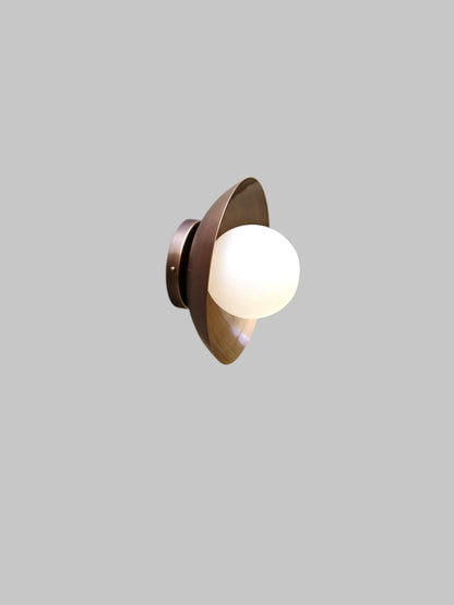 Handcrafted Raw Brass Flush Mount Ceiling Light with Frosted Glass Globe