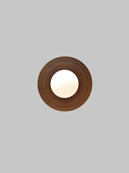 Handcrafted Raw Brass Flush Mount Ceiling Light with Frosted Glass Globe