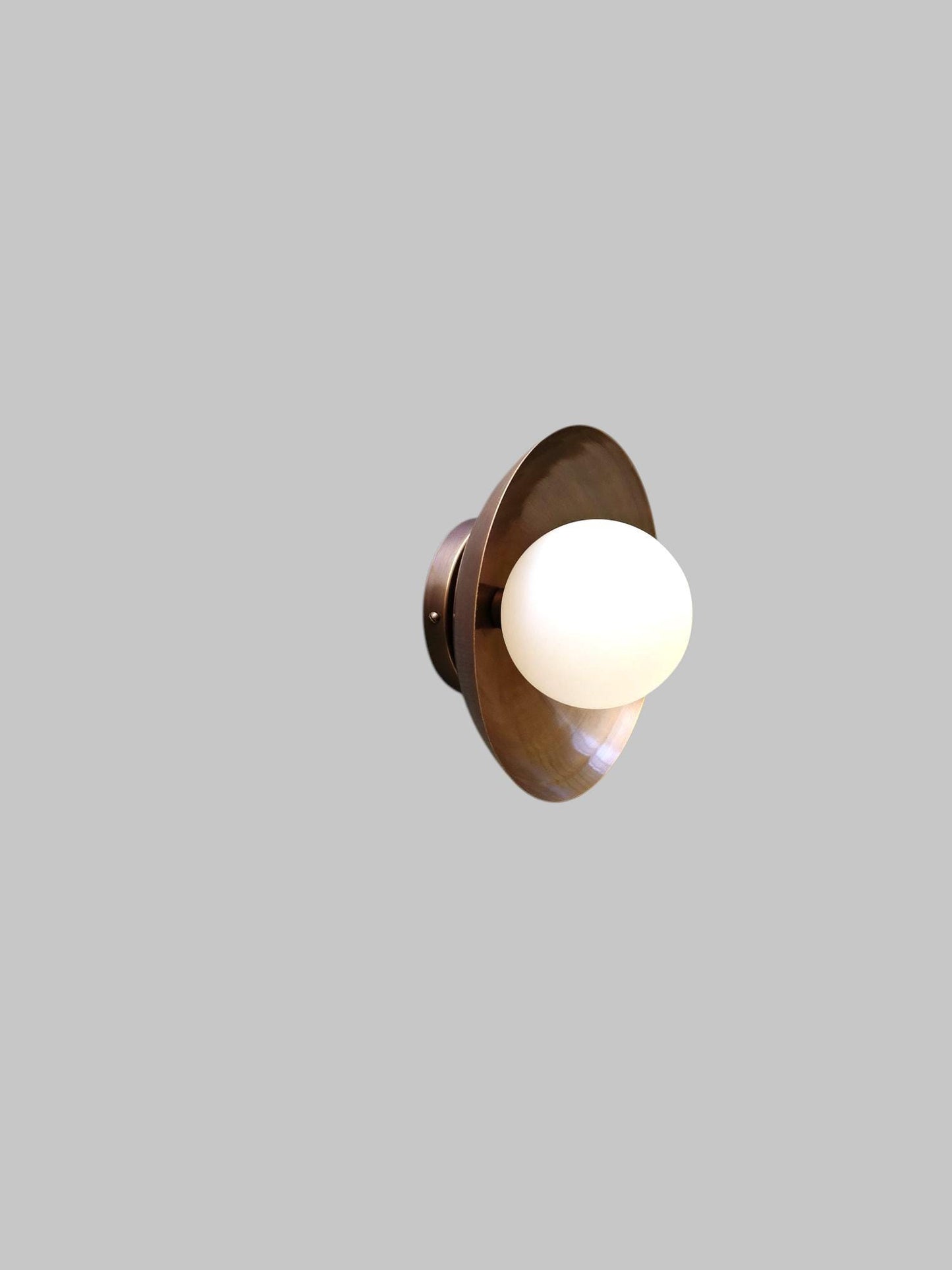 Handcrafted Raw Brass Flush Mount Ceiling Light with Frosted Glass Globe