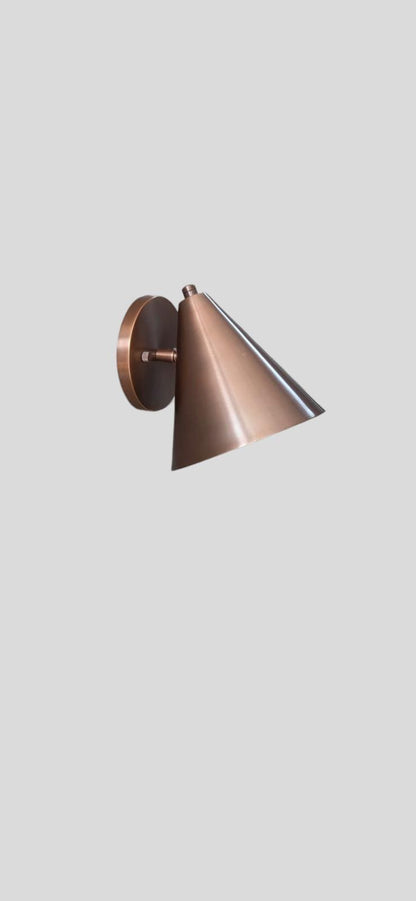 Mid-Century Modern Cone Wall Sconce, Solid Brass Adjustable Spot Lamp, Handcrafted Italian-Style Lighting Fixture