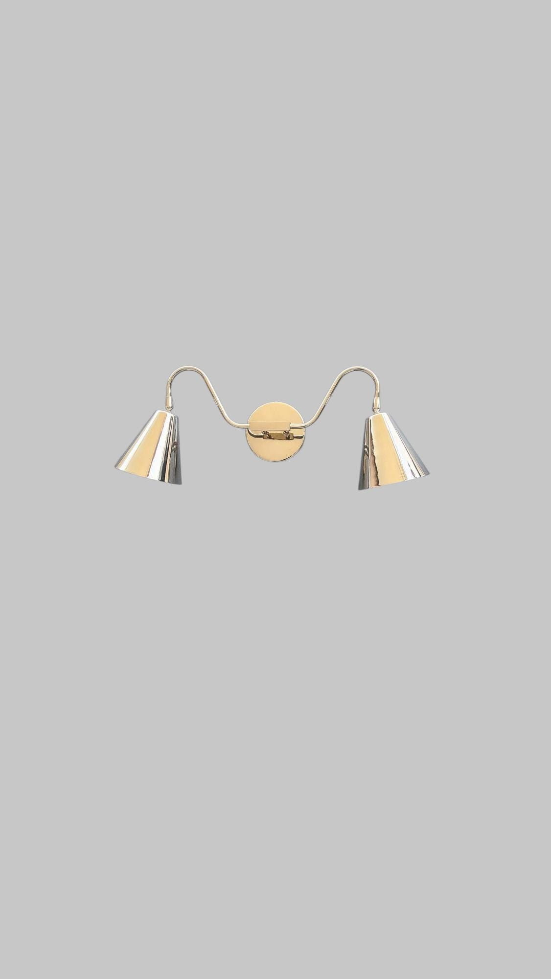 Handmade Brass Wall Sconce: Chrome Finish, Dual Cone Shade