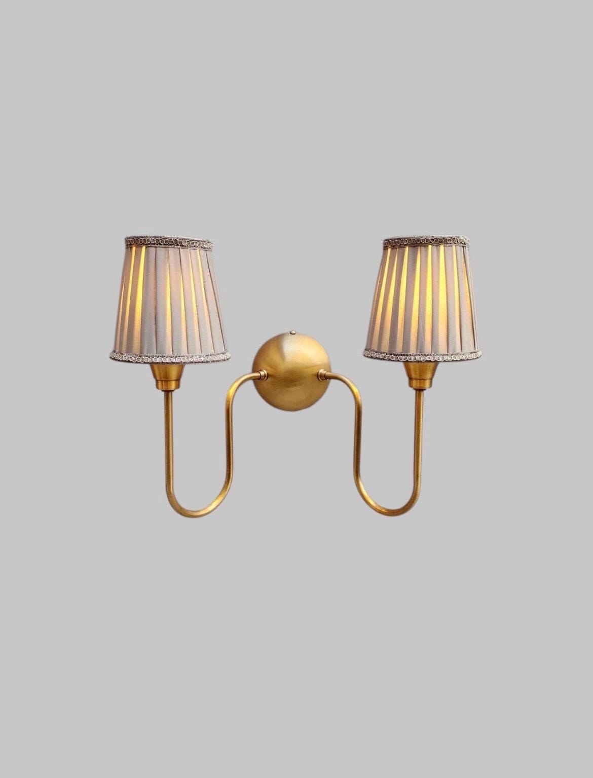 Handcrafted Raw Brass Double Arm Wall Sconce - Mid-Century Modern