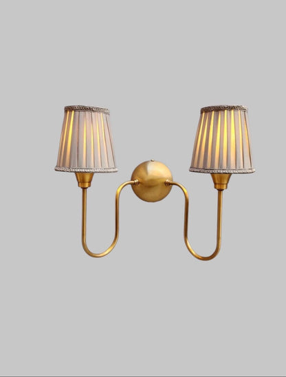 Handcrafted Raw Brass Double Arm Wall Sconce - Mid-Century Modern