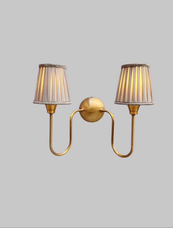 Handcrafted Raw Brass Double Arm Wall Sconce - Mid-Century Modern