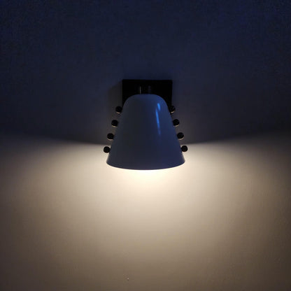 Mid-Century brass wall sconce- Bold cone design with Dove White lampshade