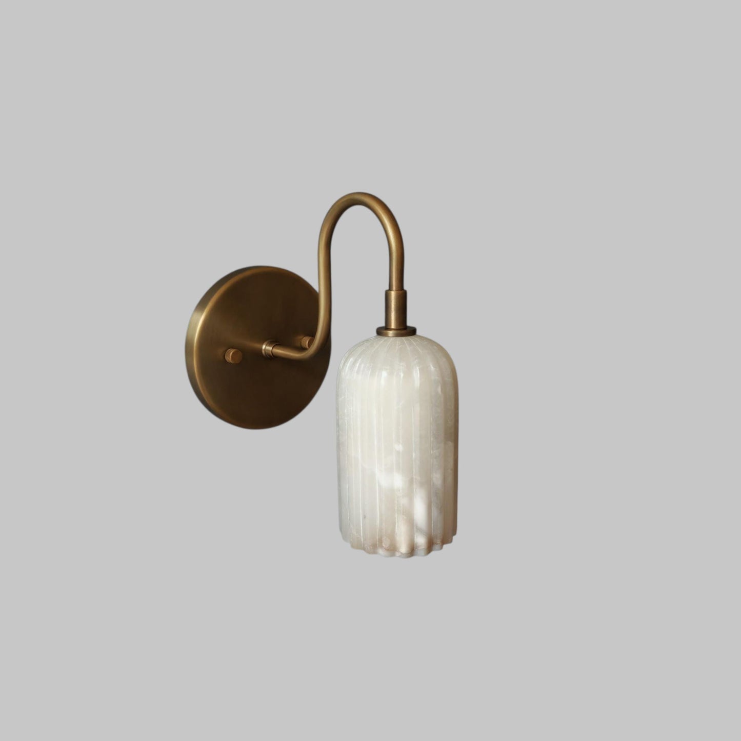 Hand-Carved Alabaster Wall Sconce: Brass Accent Light, Ethereal Stone Lighting