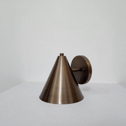 Mid-Century Modern Cone Wall Sconce, Solid Brass Adjustable Spot Lamp, Handcrafted Italian-Style Lighting Fixture