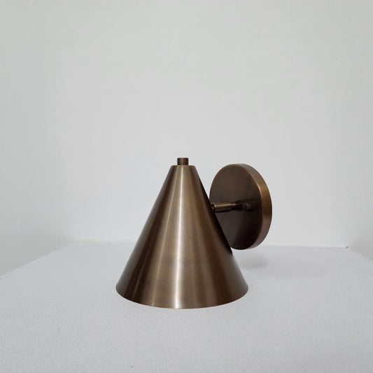 Mid-Century Modern Cone Wall Sconce, Solid Brass Adjustable Spot Lamp, Handcrafted Italian-Style Lighting Fixture
