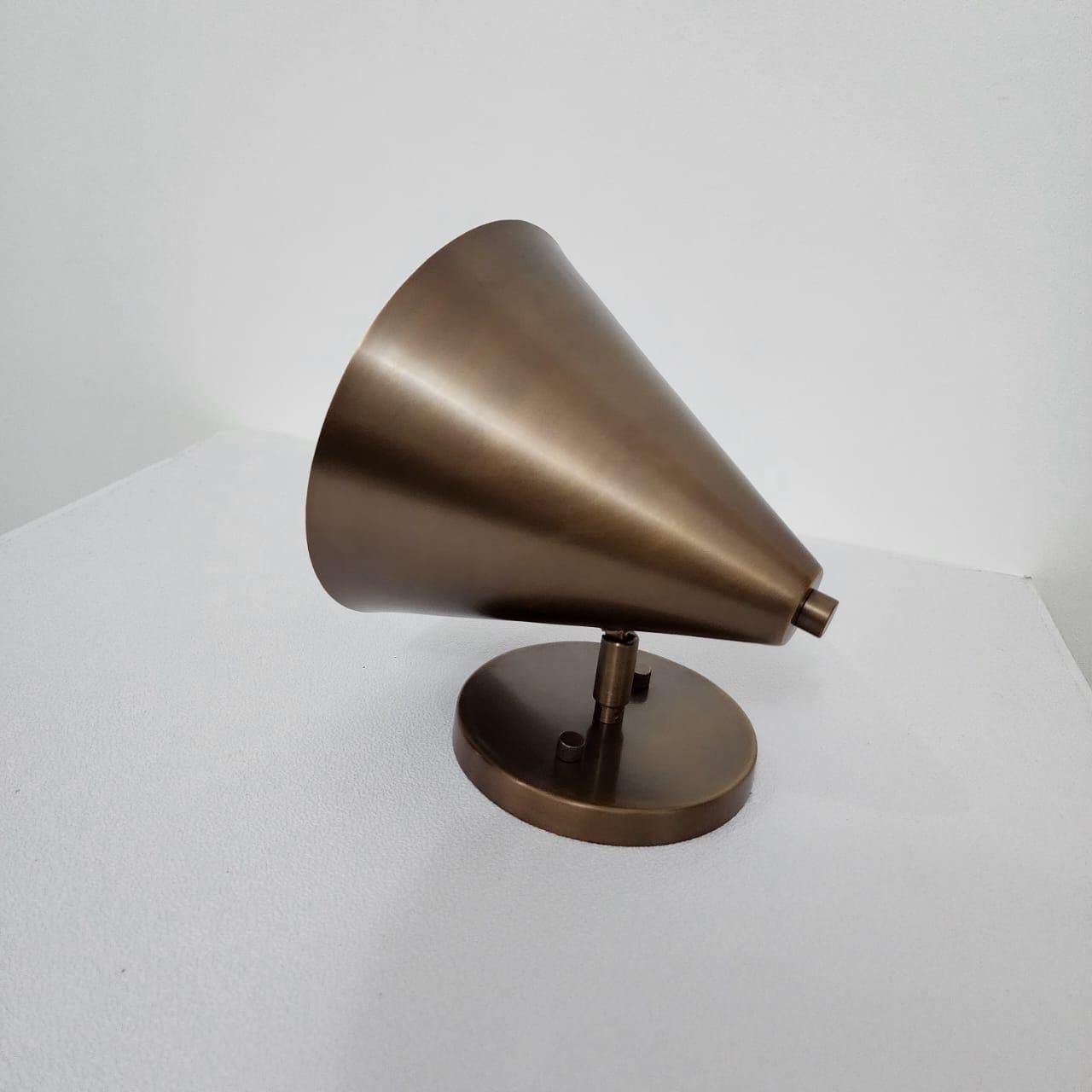 Mid-Century Modern Cone Wall Sconce, Solid Brass Adjustable Spot Lamp, Handcrafted Italian-Style Lighting Fixture