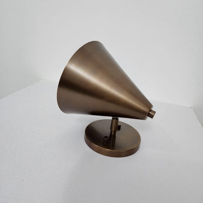Mid-Century Modern Cone Wall Sconce, Solid Brass Adjustable Spot Lamp, Handcrafted Italian-Style Lighting Fixture