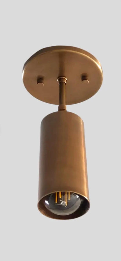 Mid-Century Modern Brass Flush Mount Light: Handcrafted Italian-Style Ceiling Fixture