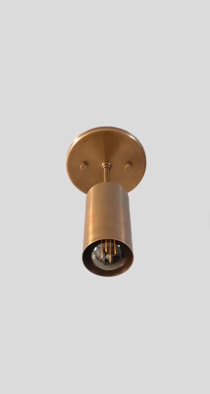 Mid-Century Modern Brass Flush Mount Light: Handcrafted Italian-Style Ceiling Fixture