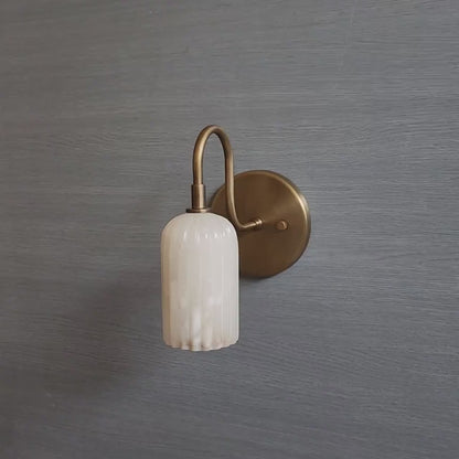 Hand-Carved Alabaster Wall Sconce: Brass Accent Light, Ethereal Stone Lighting