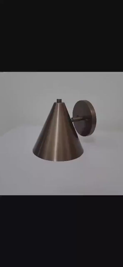 Mid-Century Modern Cone Wall Sconce, Solid Brass Adjustable Spot Lamp, Handcrafted Italian-Style Lighting Fixture